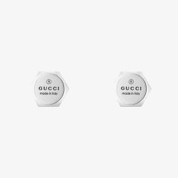 Gucci Trademark Silver Hexagonal Logo Earrings YBD77917100100U