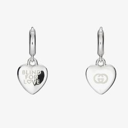 Gucci Blind For Love Silver Huggie Hoop Earrings YBD85410600100U