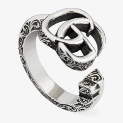 Gucci GG Marmont Silver Double G Open Key Ring YBC62776000201