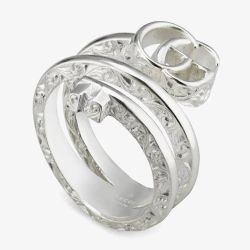 Gucci GG Marmont Sterling Silver Double Band Ring YBC77071900101