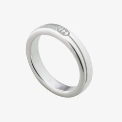 Gucci Silver 4mm Engraved Interlocking Ring YBC774049001