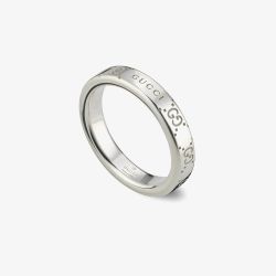 Gucci Signature Silver Trademark GG 4mm Ring YBC8147120010