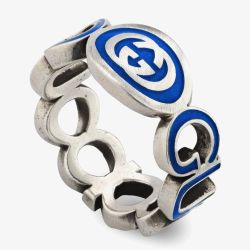 Gucci Interlocking Blue Enamel Ring YBC75364000201