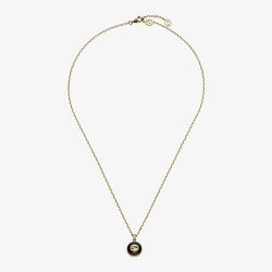 Gucci Gucci Interlocking 18ct Yellow Gold Onyx Necklace YBB78934000100U
