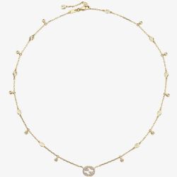 Gucci Interlocking 18ct Yellow Gold Diamond Necklace YBB72940200200U