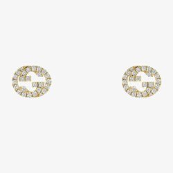 Gucci Interlocking 18ct Yellow Gold Diamond Stud Earrings YBD72940800200U
