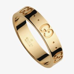 Gucci Icon 18ct Gold Logo Band Ring YBC073230001