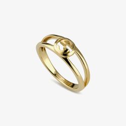 Gucci Interlocking 18ct Yellow Gold Two Band Ring YBCA000MX0010