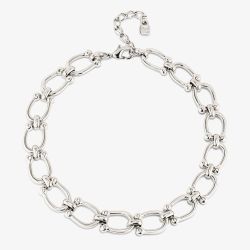 UNOde50 Serotonin Silver Plated Horseshoe Link Chain Necklace COL1898MTL0000U