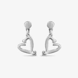UNOde50 One Love Silver Plated Open Heart Stud Earrings PEN0887MTL0000U