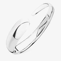 Lucy Quartermaine Silver Flat Drop Bangle DBG7