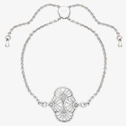 Lucy Quartermaine Silver Art Deco White Topaz Oval Toggle Bracelet ADB4