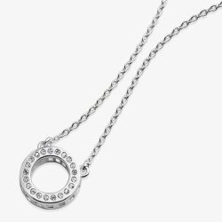 Lucy Quartermaine Silver White Topaz Halo Pendant Necklace ADP3