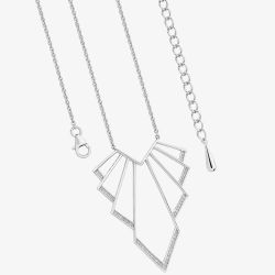 Lucy Quartermaine Silver Art Deco White Topaz Chrysler Necklace ADP6