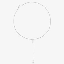 Lucy Quartermaine Silver Skinny Drip White Topaz Long Pendant Necklace SDP2