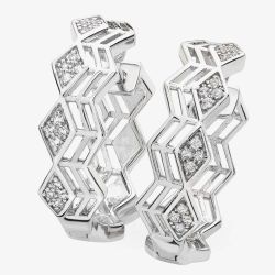 Lucy Quartermaine Silver Art Deco White Topaz Triangle Hoop Earrings ADER7