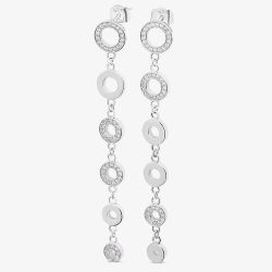 Lucy Quartermaine Silver Art Deco White Topaz Halo Dropper Earrings ADER8