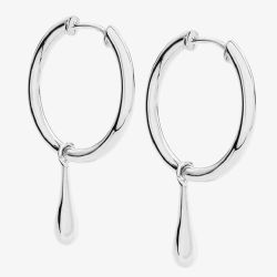 Lucy Quartermaine Silver Drop Hoop Earrings DER33