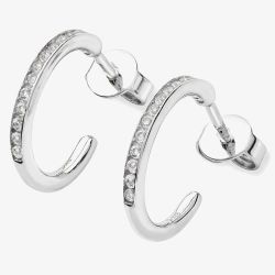 Lucy Quartermaine Silver Skinny Drip White Topaz Hoop Earrings SDER1