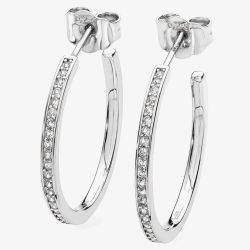 Lucy Quartermaine Silver Skinny Drip Medium Hoop Earrings SDER3
