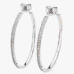Lucy Quartermaine Silver Skinny Drip Large Hoop Earrings SDER4