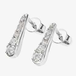 Lucy Quartermaine Silver Skinny Drip White Topaz Stud Earrings SDS1