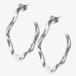 Lucy Quartermaine Silver Splash Wave Hoop Earrings SER6