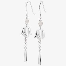 Lucy Quartermaine Silver Lily Of The Valley Freshwater Pearl Dropper Earrings RER3