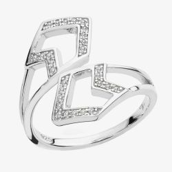 Lucy Quartermaine Silver Art Deco White Topaz Tie Ring ADR5