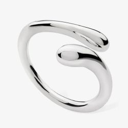 Lucy Quartermaine Silver Drop Open Crossover Ring DR5