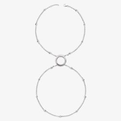 Lucy Quartermaine Silver Art Deco Halo Hand Chain Bracelet ADHC1