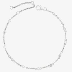 Lucy Quartermaine Silver Skinny Drip White Topaz Anklet SDA1