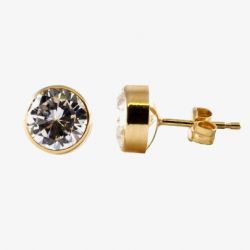 9ct Gold 7mm Round Cubic Zirconia Stud Earrings 1573413