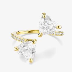 Swarovski Mesmera Gold Tone Plated Double Heart Zirconia Ring 5733477