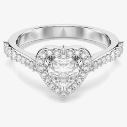 Swarovski Una Angelic Rhodium Plated Heart Crystal Ring 5744046
