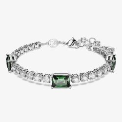 Swarovski Matrix Green Mixed Cuts Tennis Rhodium Plated Bracelet 5666422 (M)