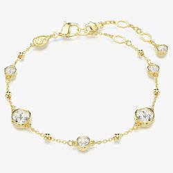 Swarovski Imber Gold Tone Plated Round Cut Crystal Chain Bracelet 5680094