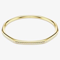 Swarovski Dextera Gold Tone Plated Medium Octagon White Crystal Bangle 5724581