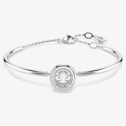 Swarovski Dextera Rhodium Plated Round White Crystal Bangle 5733399