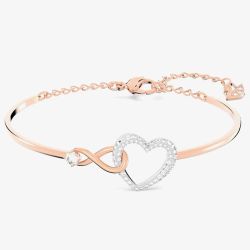 Swarovski Infinity Heart Two Colour White Crystal Bangle 5518869 M