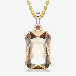 Swarovski Millenia Gold Tone Plated Octagon Cut Bronze Crystal Pendant Necklace 5725752