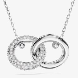 Swarovski Dextera White Interlocking Loop Rhodium Plated Necklace 5670251