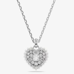 Swarovski Hyperbola Rhodium Plated White Heart Necklace 5684386