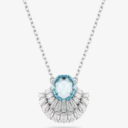 Swarovski Idyllia Rhodium Plated Blue Crystal Shell Necklace 5689195
