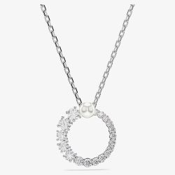Swarovski Matrix Rhodium Plated Crystal & Pearl Circle Necklace 5688751