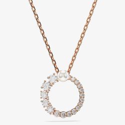 Swarovski Matrix Rose Gold Tone Plated Crystal Pearl Circle Necklace 5692265