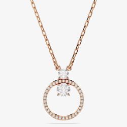 Swarovski Constella Rose Gold Tone Plated Round White Pave Necklace 5692266