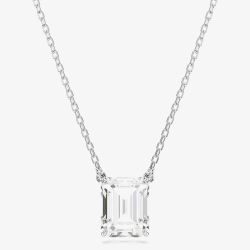Swarovski Stilla Rhodium Plated White Octagonal Necklace 5693405