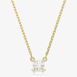 Swarovski Stilla Gold Tone Plated White Square Necklace 5693153