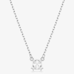 Swarovski Stilla Rhodium Plated Square Cubic Zirconia Necklace 5701903
